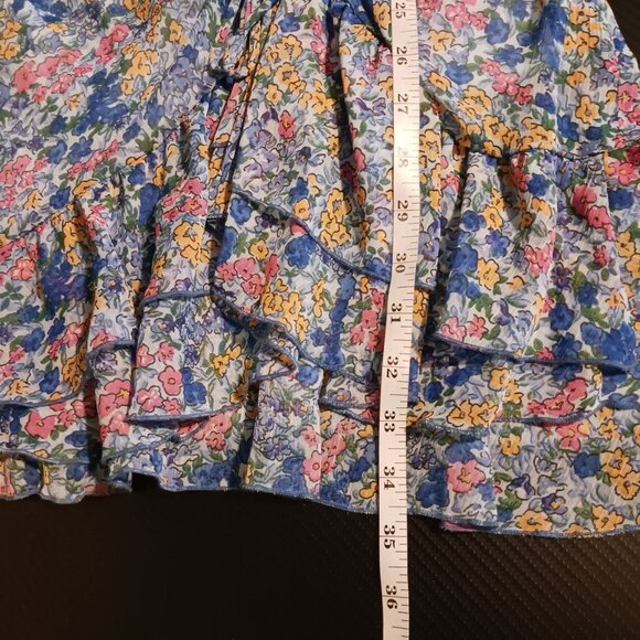 NEW Zara Ruched‎ Floral V-Neck Mini Dress Blue Multi 3/4 Sheer Sleeves Size XS - Picture 10 of 10